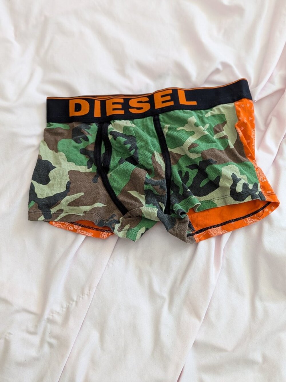 Diesel Green Camo Orange Rhythm System Boxers Size S
